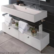 Lacava PLA-ST-30B-02 - Free-standing bench with two drawers, polished chrome pulls and polished stainless steel legs incl