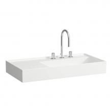 Laufen H818339000111U - Washbasin, shelf left, with concealed outlet, w/o overflow - Always Open Drain, wall mounted, grou