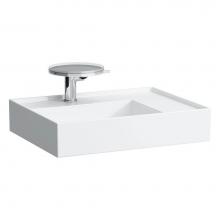 Laufen H810334000112U - Washbasin, shelf right, with concealed outlet, w/o overflow, wall mounted