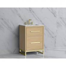 Madeli B465-24-001-LC-NO-HP-MB - Madeli Profile 24'' Free standing Vanity Cabinet in Natural Oak/HW: Handle & Feet Ma