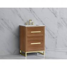 Madeli B465-24-001-LC-NW-HP-BN - Madeli Profile 24'' Free standing Vanity Cabinet in Natural Walnut/HW: Handle & Feet