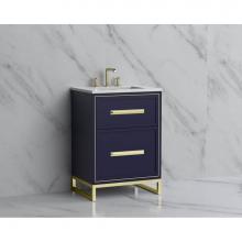 Madeli B465-24-001-LC-SA-HP-MB - Madeli Profile 24'' Free standing Vanity Cabinet in Sapphire/HW: Handle & Feet Matte