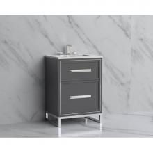 Madeli B465-24-001-LC-TG-HP-BN - Madeli Profile 24'' Free standing Vanity Cabinet in Studio Grey/HW: Handle & Feet Br