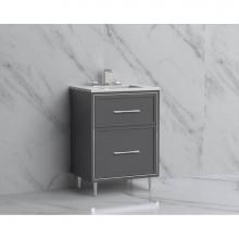 Madeli B465-24-001-LR-TG-HR-MB - Madeli Profile 24'' Free standing Vanity Cabinet in Studio Grey/HW: Handles/Feet in Matt