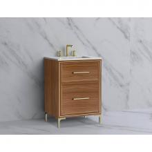 Madeli B465-24-001-LY-NW-HY-PN - Madeli Profile 24'' Free standing Vanity Cabinet in Natural Walnut/HW: Handle & Feet