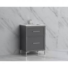 Madeli B465-24-001-LY-TG-HY-PN - Madeli Profile 24'' Free standing Vanity Cabinet in Studio Grey/HW: Handles/Feet in Poli