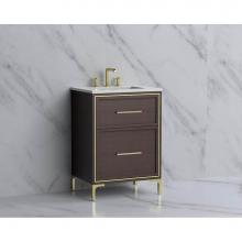 Madeli B465-24-001-LY-WA-HY-BN - Madeli Profile 24'' Free standing Vanity Cabinet in Walnut/HW: Handle & Feet Brushed