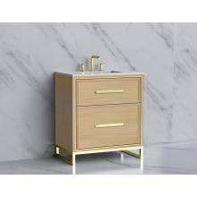 Madeli B465-30-001-LC-NO-HP-MB - Madeli Profile 30'' Free standing Vanity Cabinet in Natural Oak/HW: Handle & Feet Ma