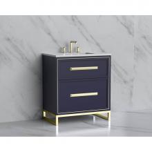 Madeli B465-30-001-LC-SA-HP-MB - Madeli Profile 30'' Free standing Vanity Cabinet in Sapphire/HW: Handle & Feet Matte