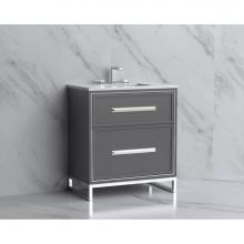 Madeli B465-30-001-LC-TG-HP-PC - Madeli Profile 30'' Free standing Vanity Cabinet in Studio Grey/HW: Handle & Feet Po