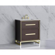 Madeli B465-30-001-LC-WA-HP-PC - Madeli Profile 30'' Free standing Vanity Cabinet in Walnut/HW: Handle & Feet Polishe