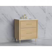 Madeli B465-30-001-LR-NO-HR-BN - Madeli Profile 30'' Free standing Vanity Cabinet in Natural Oak/HW: Handle & Feet Br