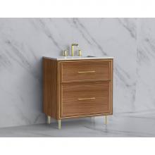 Madeli B465-30-001-LR-NW-HR-BN - Madeli Profile 30'' Free standing Vanity Cabinet in Natural Walnut/HW: Handle & Feet