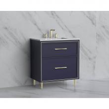 Madeli B465-30-001-LR-SA-HR-BN - Madeli Profile 30'' Free standing Vanity Cabinet in Sapphire/HW: Handle & Feet Brush