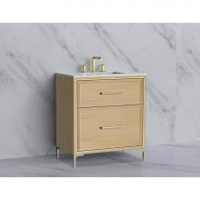 Madeli B465-30-001-LY-NO-HY-BN - Madeli Profile 30'' Free standing Vanity Cabinet in Natural Oak/HW: Handle & Feet Br