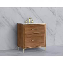 Madeli B465-30-001-LY-NW-HY-BN - Madeli Profile 30'' Free standing Vanity Cabinet in Natural Walnut/HW: Handle & Feet