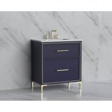 Madeli B465-30-001-LY-SA-HY-BN - Madeli Profile 30'' Free standing Vanity Cabinet in Sapphire/HW: Handle & Feet Brush