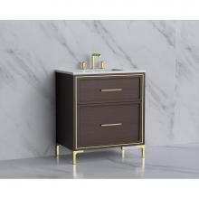 Madeli B465-30-001-LY-WA-HY-PC - Madeli Profile 30'' Free standing Vanity Cabinet in Walnut/HW: Handle & Feet Polishe