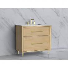 Madeli B465-36-001-LR-NO-HR-BN - Madeli Profile 36'' Free standing Vanity Cabinet in Natural Oak/HW: Handle & Feet Br