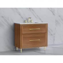 Madeli B465-36-001-LR-NW-HR-BN - Madeli Profile 36'' Free standing Vanity Cabinet in Natural Walnut/HW: Handle & Feet