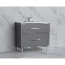 Madeli B465-36-001-LR-TG-HR-BN - Madeli Profile 36'' Free standing Vanity Cabinet in Studio Grey/HW: Handles/Feet in Brus