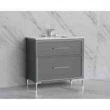 Madeli B465-36-001-LY-TG-HY-MB - Madeli Profile 36'' Free standing Vanity Cabinet in Studio Grey/HW: Handles/Feet in Matt