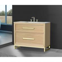 Madeli B465-42-001-LC-NO-HP-PC - Madeli Profile 42'' Free standing Vanity Cabinet in Natural Oak/HW: Handle & Feet Po