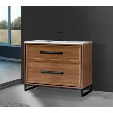 Madeli B465-42-001-LC-NW-HP-PC - Madeli Profile 42'' Free standing Vanity Cabinet in Natural Walnut/HW: Handle & Feet