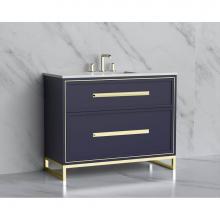 Madeli B465-42-001-LC-SA-HP-MB - Madeli Profile 42'' Free standing Vanity Cabinet in Sapphire/HW: Handle & Feet Matte