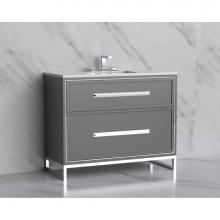 Madeli B465-42-001-LC-TG-HP-BN - Madeli Profile 42'' Free standing Vanity Cabinet in Studio Grey/HW: Handle & Feet Br