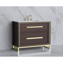 Madeli B465-42-001-LC-WA-HP-MB - Madeli Profile 42'' Free standing Vanity Cabinet in Walnut/HW: Handle & Feet Matte B