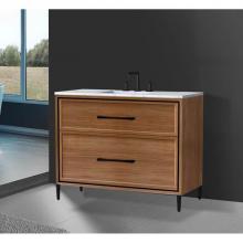 Madeli B465-42-001-LR-NW-HR-PC - Madeli Profile 42'' Free standing Vanity Cabinet in Natural Walnut/HW: Handle & Fee