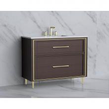 Madeli B465-42-001-LR-WA-HR-MB - Madeli Profile 42'' Free standing Vanity Cabinet in Walnut/HW: Handle & Feet Matte B