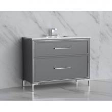 Madeli B465-42-001-LY-TG-HY-PC - Madeli Profile 42'' Free standing Vanity Cabinet in Studio Grey/HW: Handles/Feet in Poli