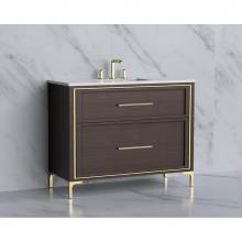 Madeli B465-42-001-LY-WA-HY-MB - Madeli Profile 42'' Free standing Vanity Cabinet in Walnut/HW: Handle & Feet Matte B