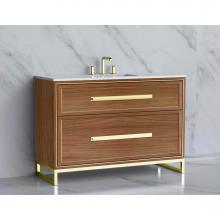 Madeli B465-48C-001-LC-NW-HP-MB - Madeli Profile 48C'' Free standing Vanity Cabinet in Natural Walnut/HW: Handle & Fee