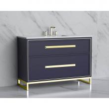 Madeli B465-48C-001-LC-SA-HP-PC - Madeli Profile 48C'' Free standing Vanity Cabinet in Sapphire/HW: Handle & Feet Poli