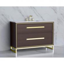 Madeli B465-48C-001-LC-WA-HP-BN - Madeli Profile 48C'' Free standing Vanity Cabinet in Walnut/HW: Handle & Feet Brushe