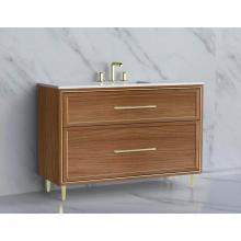 Madeli B465-48C-001-LR-NW-HR-BN - Madeli Profile 48C'' Free standing Vanity Cabinet in Natural Walnut/HW: Handle & Fee