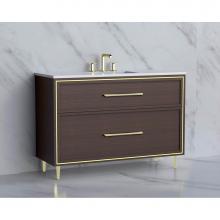 Madeli B465-48C-001-LR-WA-HR-BN - Madeli Profile 48C'' Free standing Vanity Cabinet in Walnut/HW: Handle & Feet Brushe