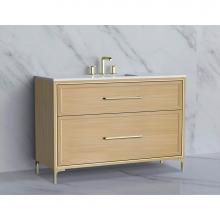 Madeli B465-48C-001-LY-NO-HY-BN - Madeli Profile 48C'' Free standing Vanity Cabinet in Natural Oak/HW: Handle & Feet B