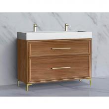 Madeli B465-48C-001-LY-NW-HY-BN - Madeli Profile 48C'' Free standing Vanity Cabinet in Natural Walnut/HW: Handle & Fee