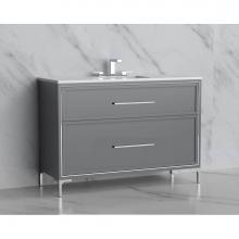 Madeli B465-48C-001-LY-TG-HY-BN - Madeli Profile 48C'' Free standing Vanity Cabinet in Studio Grey/HW: Handles/Feet in Bru