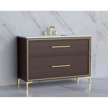 Madeli B465-48C-001-LY-WA-HY-PN - Madeli Profile 48C'' Free standing Vanity Cabinet in Walnut/HW: Handle & Feet Polish