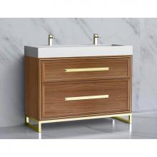 Madeli B465-48D-001-LC-NW-HP-BN - Madeli Profile 48D'' Free standing Vanity Cabinet in Natural Walnut/HW: Handle & Fee