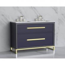 Madeli B465-48D-001-LC-SA-HP-SB - Madeli Profile 48D'' Free standing Vanity Cabinet in Sapphire/HW: Handle & Feet Sati