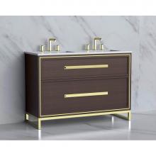 Madeli B465-48D-001-LC-WA-HP-PN - Madeli Profile 48D'' Free standing Vanity Cabinet in Walnut/HW: Handle & Feet Polish