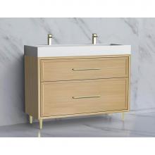 Madeli B465-48D-001-LR-NO-HR-BN - Madeli Profile 48D'' Free standing Vanity Cabinet in Natural Oak/HW: Handle & Feet B