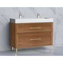 Madeli B465-48D-001-LR-NW-HR-BN - Madeli Profile 48D'' Free standing Vanity Cabinet in Natural Walnut/HW: Handle & Fee