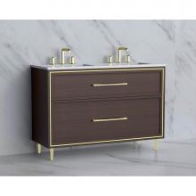 Madeli B465-48D-001-LR-WA-HR-SB - Madeli Profile 48D'' Free standing Vanity Cabinet in Walnut/HW: Handle & Feet Satin